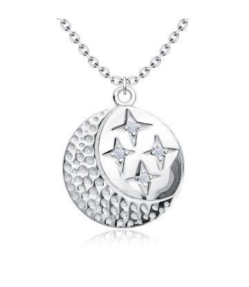 Beautiful Stars and Moon Shaped Silver Necklace SPE-5243